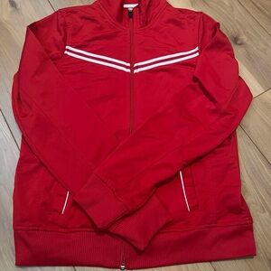 BCG brand red and white track jacket, size medium